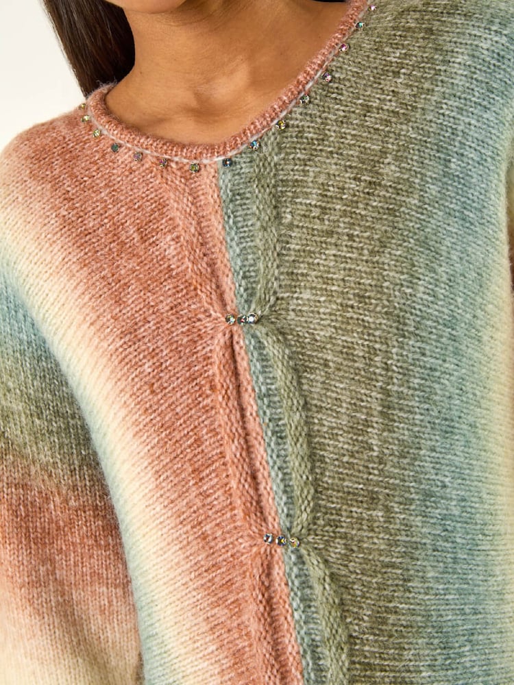 Roman Blue Ombre Embellished Knit Jumper - Image 5 of 5