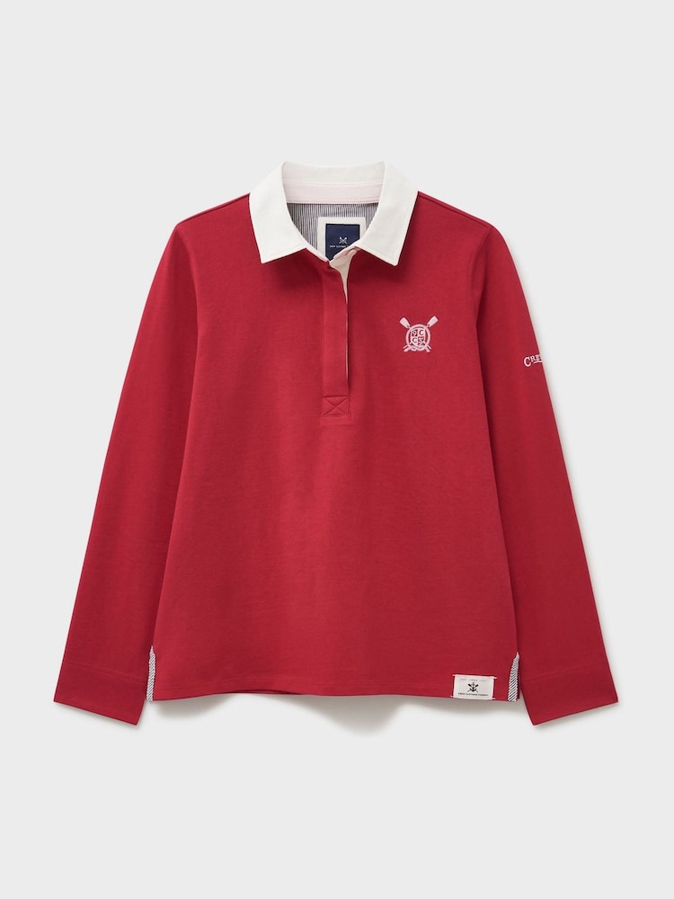 Crew Clothing Red Plain Long Sleeve Rugby Shirt - Image 6 of 6
