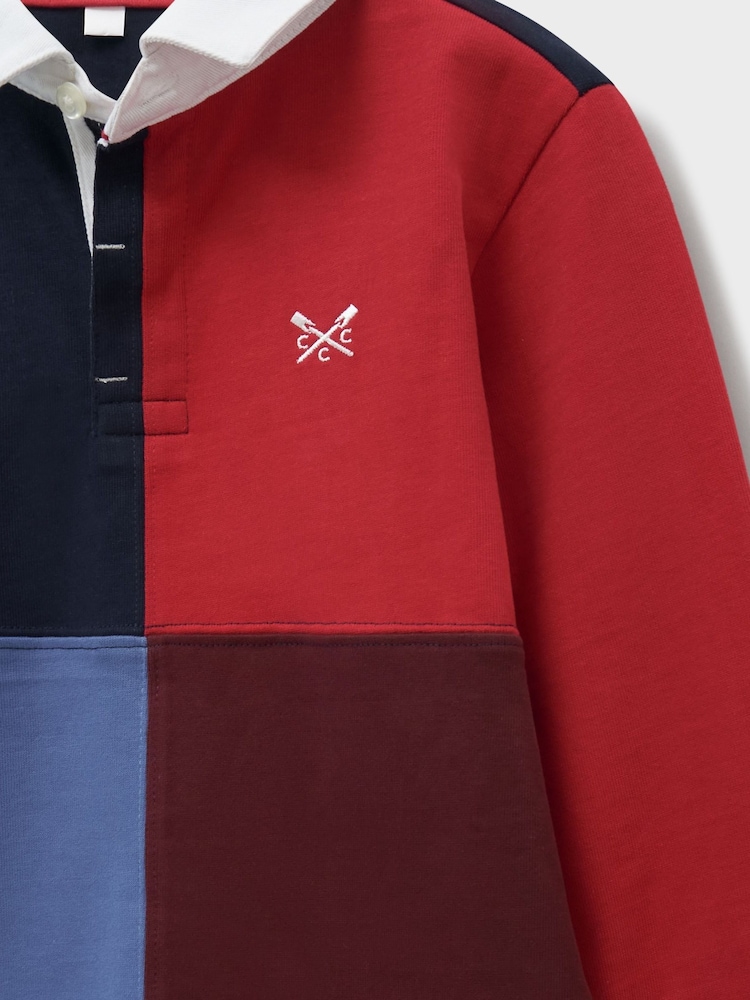 Crew Clothing Company Red Long-Sleeve Harlequin Rugby Shirt - Image 3 of 3