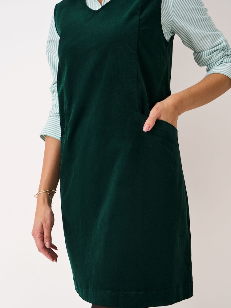 chinese dress ladies Alexandra Corduroy Pinafore in Bottle Green – Pink Lemons Boutique main image 0