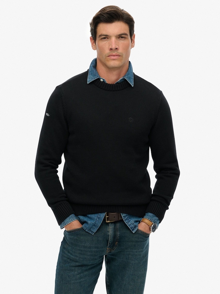 Superdry Black Preppy Cotton Jumper - Image 1 of 5