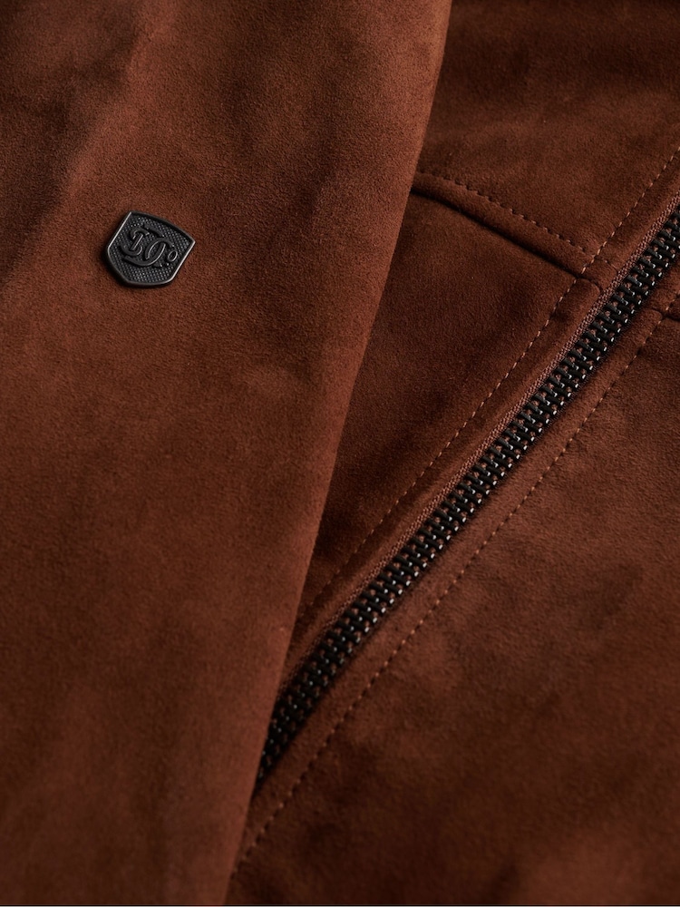 Superdry Brown Modern Leather Sports Jacket - Image 7 of 7 Superdry Brown Modern Leather Sports Jacket - Image 7 of 7