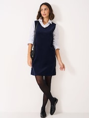 Crew Clothing Blue Avery Cord Pinafore Dress - Image 1 of 4
