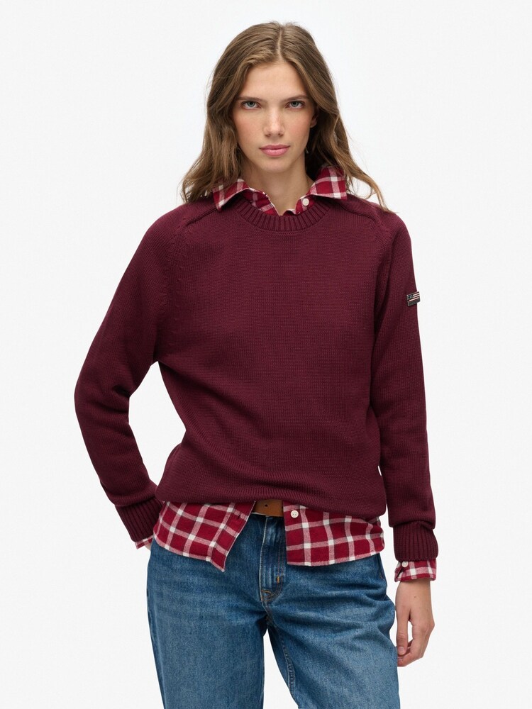 Superdry Red Slouchy Knitted Crew Jumper - Image 1 of 5