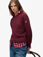 Superdry Red Slouchy Knitted Crew Jumper - Image 4 of 5