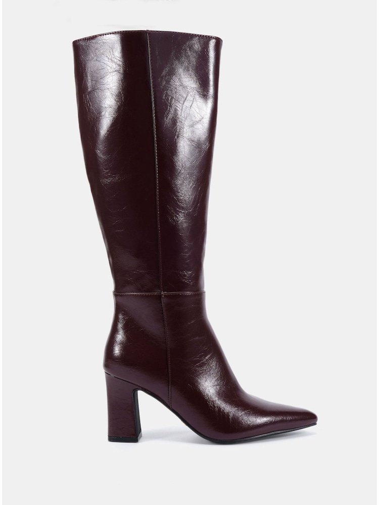 Novo Red Gala Point Toe Block Heel Knee Boots - Image 2 of 4