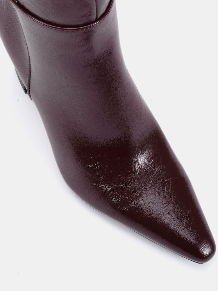 Novo Red Gala Point Toe Block Heel Knee Boots - Image 4 of 4