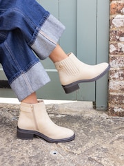 Novo Cream Wide Fit Darlina Flat Chelsea Ankle Boots - Image 1 of 6