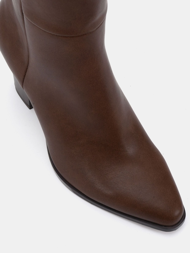 Novo Brown Wide Fit Gili Block Heel Western Knee Boots - Image 5 of 5 Novo Brown Wide Fit Gili Block Heel Western Knee Boots - Image 5 of 5