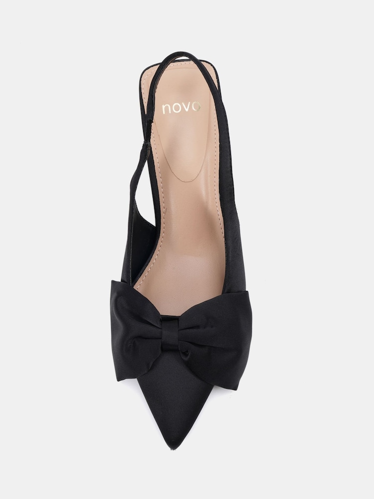Novo Black Isadora Bow Slingback Court Shoes - Image 6 of 6