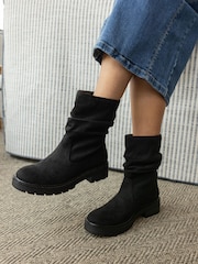 Novo Black Galaxy Chunky Rusched Ankle Boots - Image 1 of 6