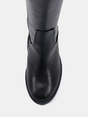Novo Black Genie Block Heel Cleated Unit Stretch Knee Boots - Image 6 of 6