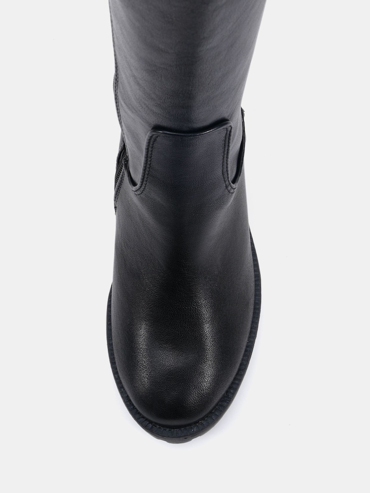 Novo Black Genie Block Heel Cleated Unit Stretch Knee Boots - Image 6 of 6 Novo Black Genie Block Heel Cleated Unit Stretch Knee Boots - Image 6 of 6