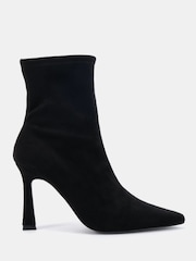 Novo Black Wide Fit Kiss Point Toe Stiletto Stretch Ankle Boots - Image 2 of 6