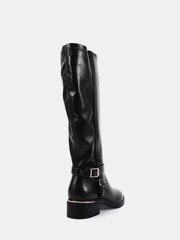 Novo Black Goa Buckle Ring Detail Knee High Stretch Boots - Image 5 of 7