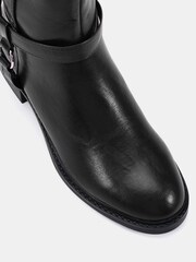 Novo Black Goa Buckle Ring Detail Knee High Stretch Boots - Image 6 of 7