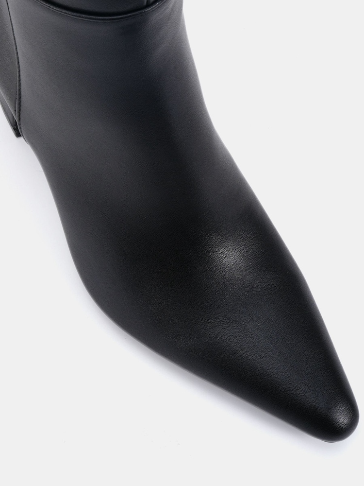 Novo Black Wide Fit Gala Point Toe Block Heel Knee Boots - Image 5 of 5