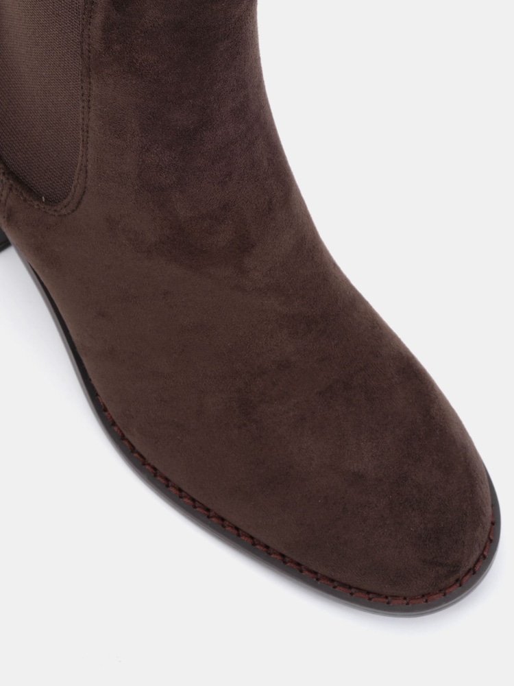 Novo Chocolate Brown Wide Fit Jessie Block Heel V Chelsea Ankle Boots - Image 6 of 6 Novo Chocolate Brown Wide Fit Jessie Block Heel V Chelsea Ankle Boots - Image 6 of 6
