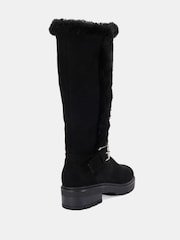 Novo Black Gillian Faux Fur Detail Knee High Flat Boots - Image 4 of 6