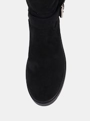 Novo Black Gillian Faux Fur Detail Knee High Flat Boots - Image 5 of 6