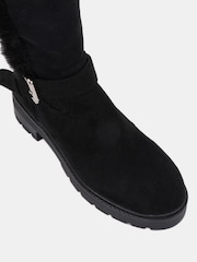 Novo Black Gillian Faux Fur Detail Knee High Flat Boots - Image 6 of 6