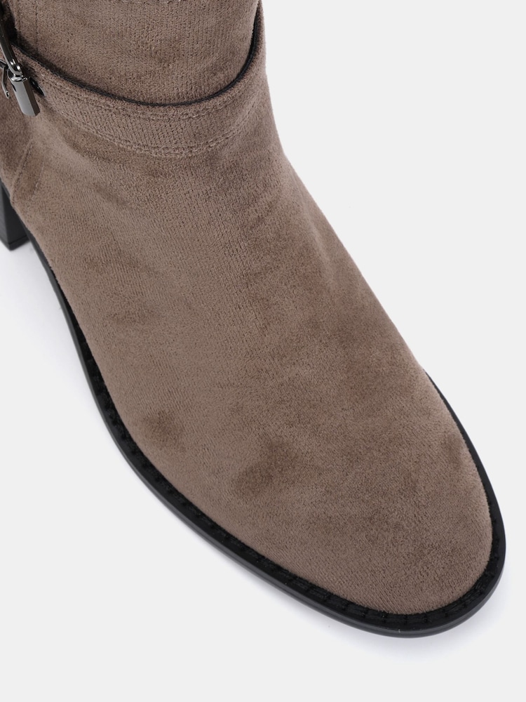 Novo Grey Jasmine Round Toe Block Heel Buckle Detail Ankle Boots - Image 6 of 6 Novo Grey Jasmine Round Toe Block Heel Buckle Detail Ankle Boots - Image 6 of 6