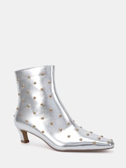 Plateado - Novo Wide Fit Kiki Studded Bajo Heel Ankle Boots - Imagen 3 de 6