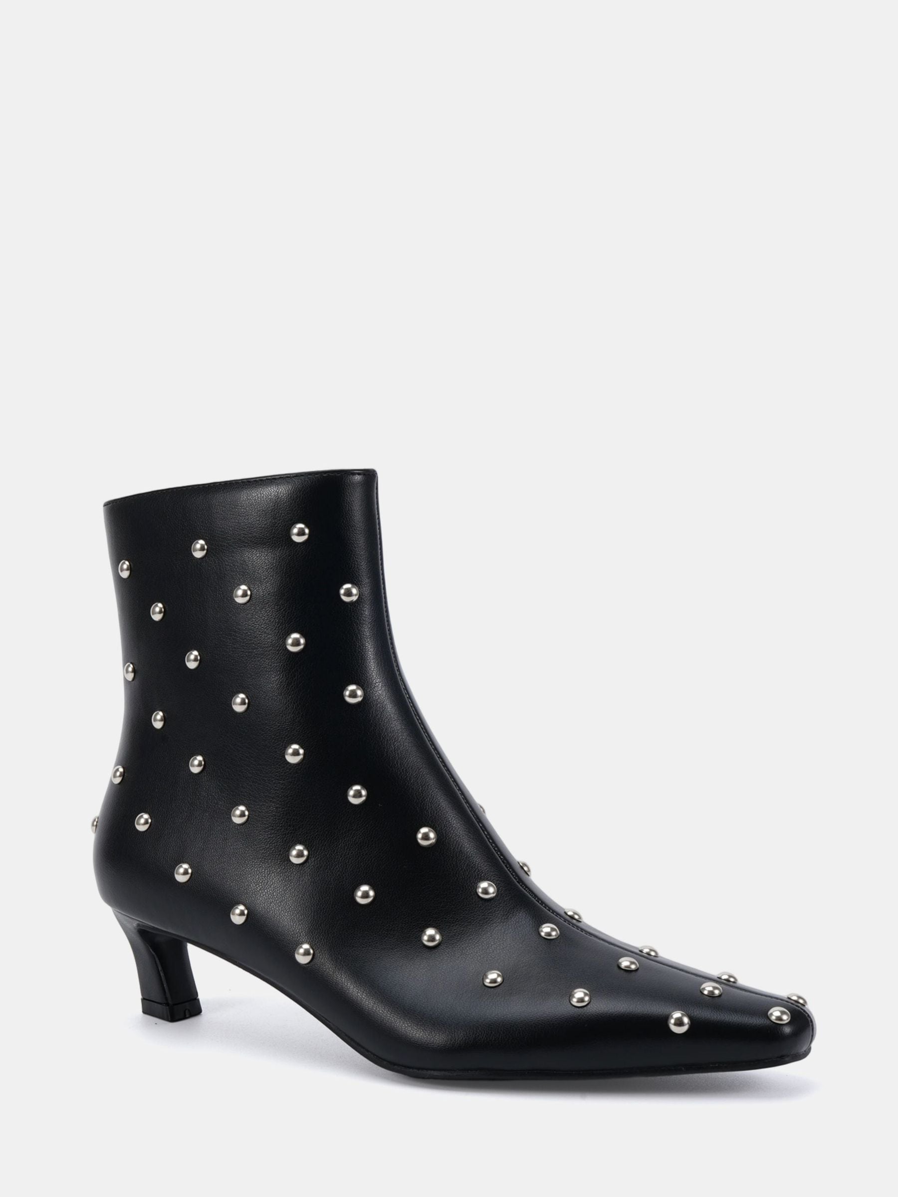 Buy Novo Black Wide Fit Wide Fit Kiki Studded Low Heel Ankle Boots
