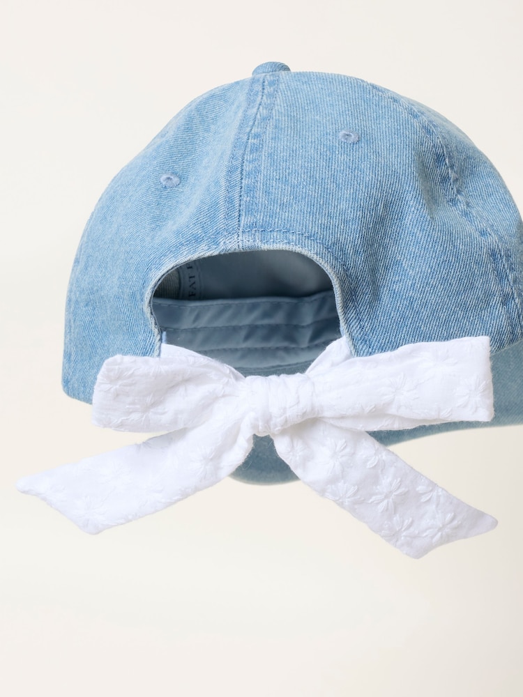 FatFace Denim Bow Tie Denim Cap - Image 3 of 3