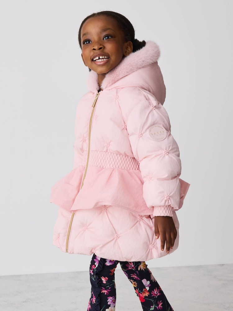 Baker by Ted Baker Shower Resistant Embroidered Peplum Padded Coat - Bild 1 von 7 Baker by Ted Baker Shower Resistant Embroidered Peplum Padded Coat - Bild 1 von 7