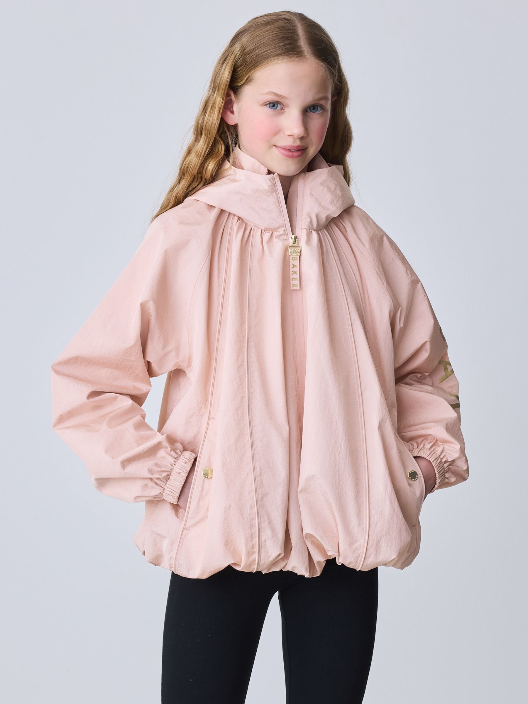 Baker by Ted Baker Pink Waterproof Lightweight Bubble Raincoat