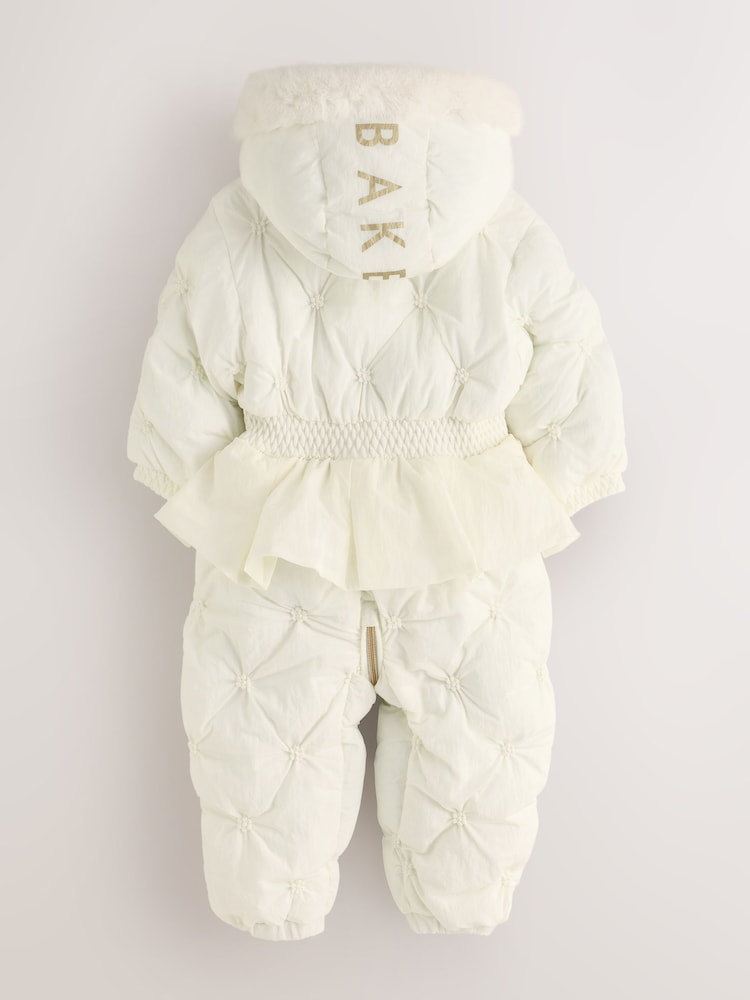 Baker by Ted Baker Shower Resistant Embroidered Peplum Padded Snowsuit - Image 2 of 5 Baker by Ted Baker Shower Resistant Embroidered Peplum Padded Snowsuit - Image 2 of 5