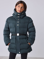 Baker by Ted Baker Navy Baker by Ted Baker Shower Resistant Midweight Belted Padded Coat - Image 1 of 18