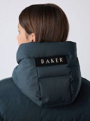 Baker by Ted Baker Navy Baker by Ted Baker Shower Resistant Midweight Belted Padded Coat - Image 4 of 18