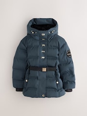Baker by Ted Baker Navy Baker by Ted Baker Shower Resistant Midweight Belted Padded Coat - Image 8 of 18