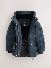 Baker by Ted Baker Navy Baker by Ted Baker Shower Resistant Midweight Belted Padded Coat - Image 9 of 18