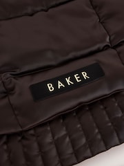 „Baker by Ted Baker“ dušui atsparus satino paminkštintas ilgomis linijomis megztas šokoladinės rudos spalvos švarkas - 17 paveikslėlis iš 20