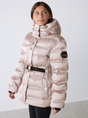 Baker by Ted Baker Pink Baker by Ted Baker Shower Resistant Midweight Belted Padded Coat - Image 1 of 18