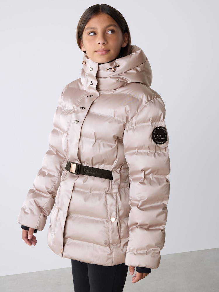 Baker by Ted Baker Pink Baker by Ted Baker Shower Resistant Midweight Belted Padded Coat - Image 1 of 18