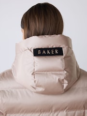 Baker by Ted Baker Pink Baker by Ted Baker Shower Resistant Midweight Belted Padded Coat - Image 5 of 18