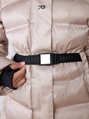 Baker by Ted Baker Pink Baker by Ted Baker Shower Resistant Midweight Belted Padded Coat - Image 6 of 18
