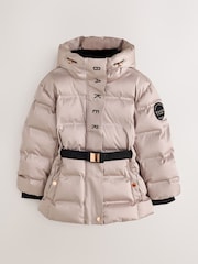 Baker by Ted Baker Pink Baker by Ted Baker Shower Resistant Midweight Belted Padded Coat - Image 8 of 18