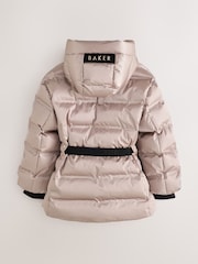 Baker by Ted Baker Pink Baker by Ted Baker Shower Resistant Midweight Belted Padded Coat - Image 9 of 18