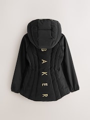 Baker by Ted Baker Shower Resistant Short Seamed Black Panel Coat - Image 10 of 19