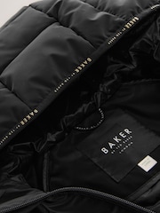 Baker by Ted Baker Shower Resistant Short Seamed Black Panel Coat - Image 17 of 19