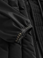 Baker by Ted Baker Shower Resistant Short Seamed Black Panel Coat - Image 19 of 19