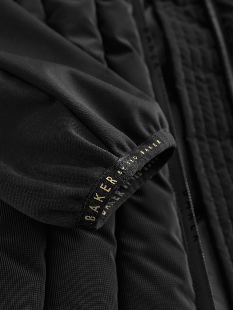 Baker by Ted Baker Shower Resistant Short Seamed Black Panel Coat - Image 19 of 19 Baker by Ted Baker Shower Resistant Short Seamed Black Panel Coat - Image 19 of 19