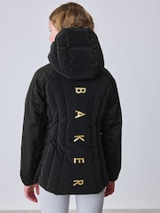Baker by Ted Baker Shower Resistant Short Seamed Black Panel Coat - Image 4 of 19