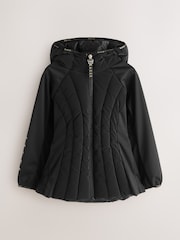 Baker by Ted Baker Shower Resistant Short Seamed Black Panel Coat - Image 8 of 19