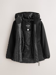Baker by Ted Baker Shower Resistant Short Seamed Black Panel Coat - Image 9 of 19